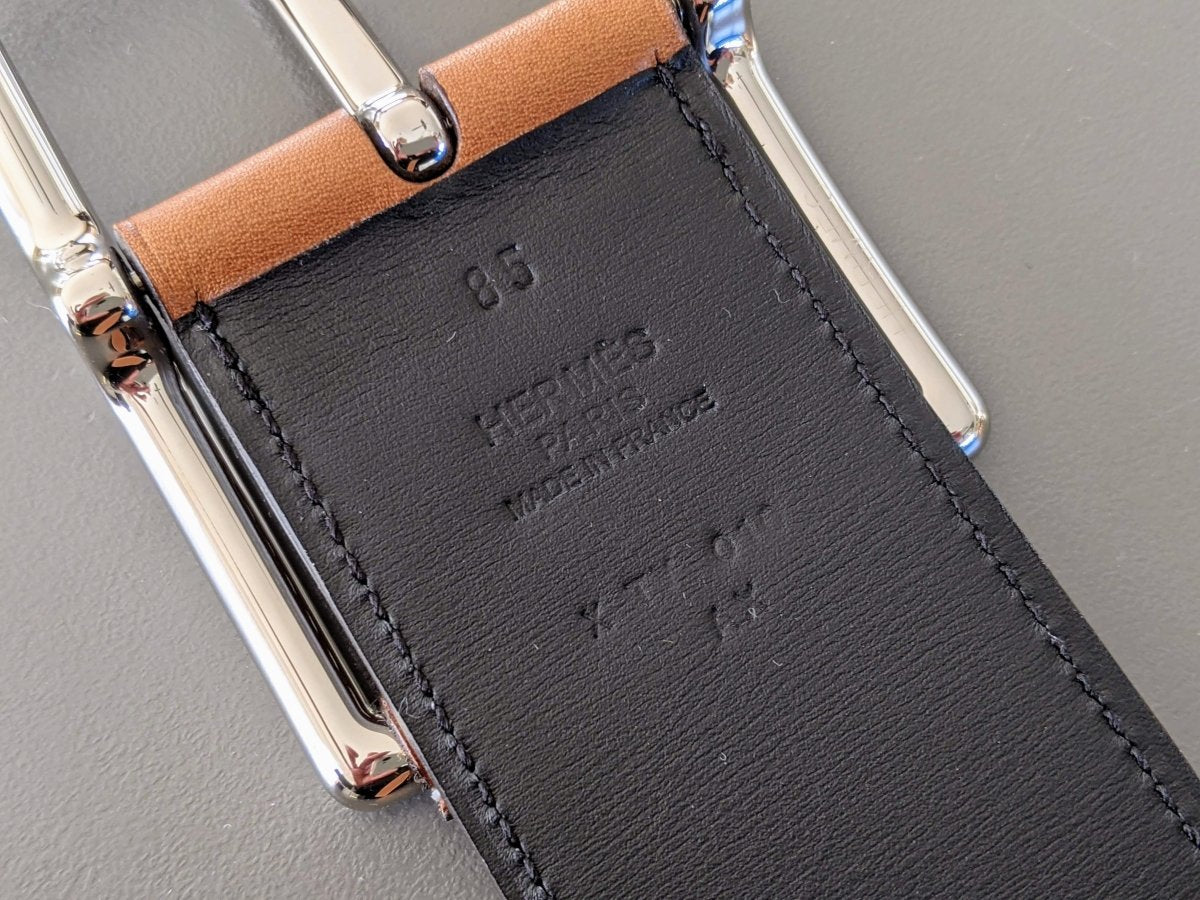 Hermes [196] Women's Fauve/Black Barenia Chamonix Reversible HOP 45 Complete Belt, BNWTIB! - poupishop