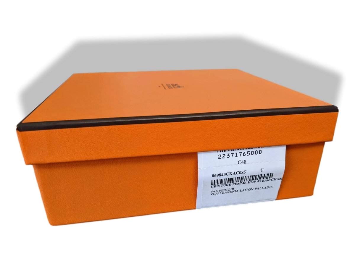 Hermes [196] Women's Fauve/Black Barenia Chamonix Reversible HOP 45 Complete Belt, BNWTIB! - poupishop