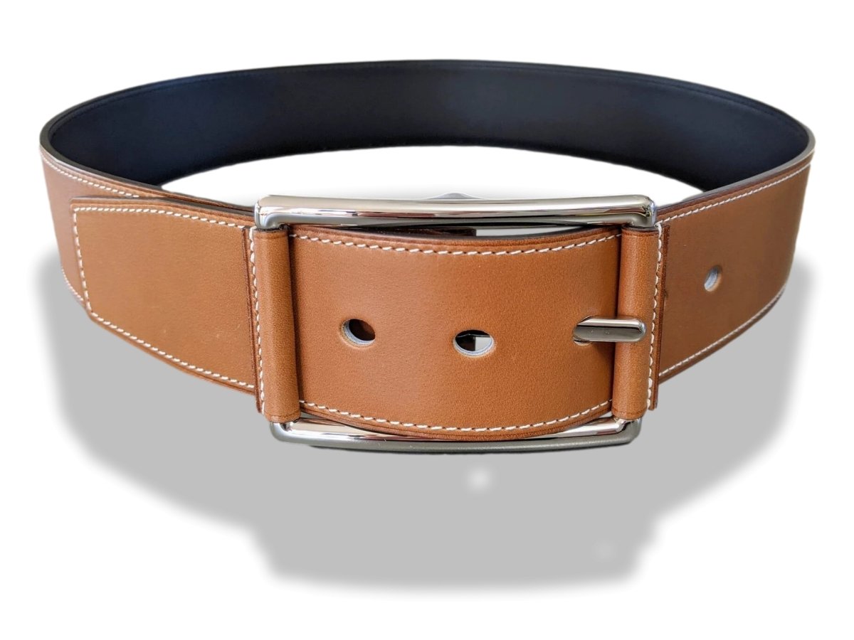 Hermes [196] Women's Fauve/Black Barenia Chamonix Reversible HOP 45 Complete Belt, BNWTIB! - poupishop