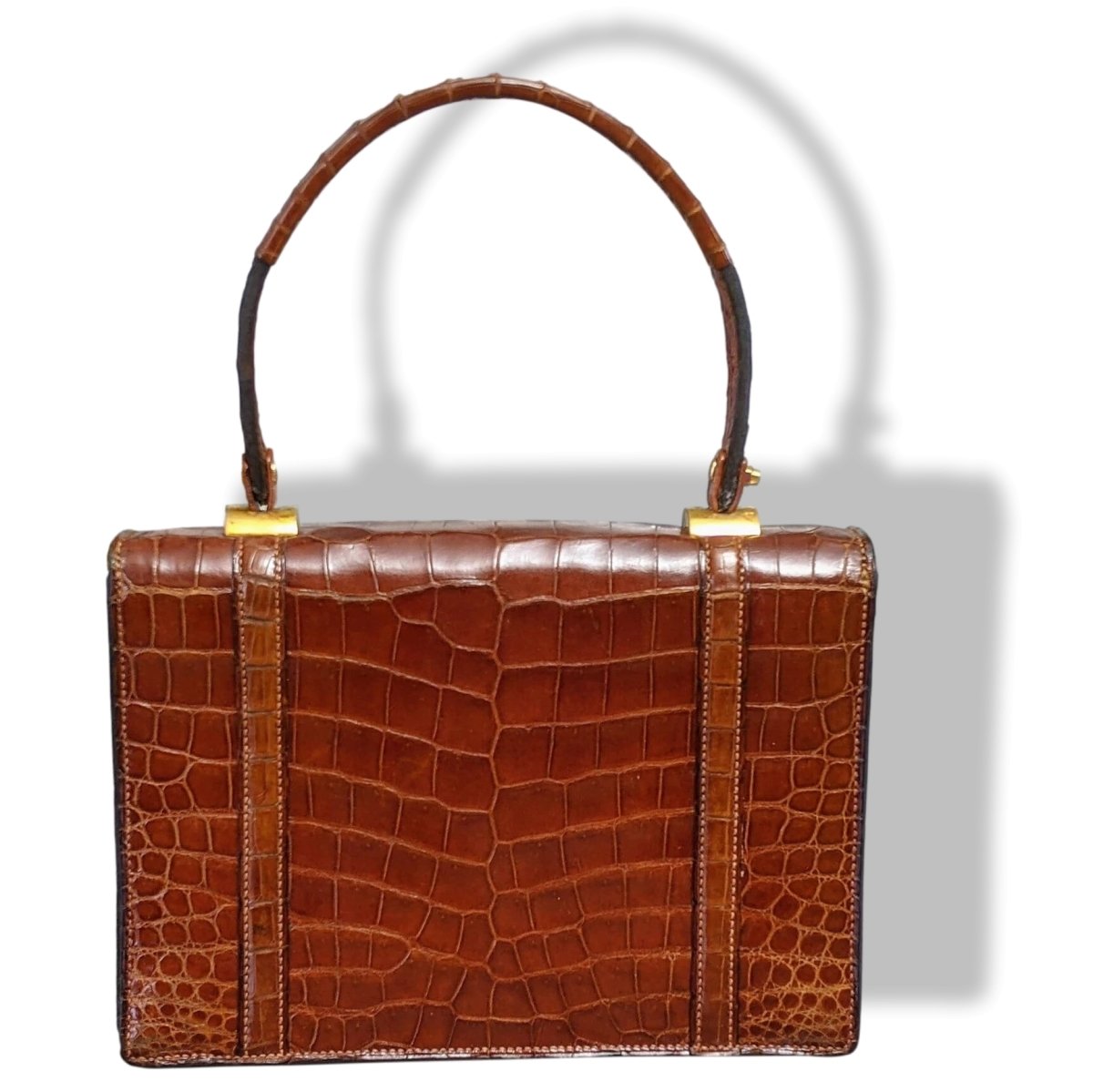 Hermes 1960s Fauve Crocodile Porosus Flap Bag, Lovely Model!