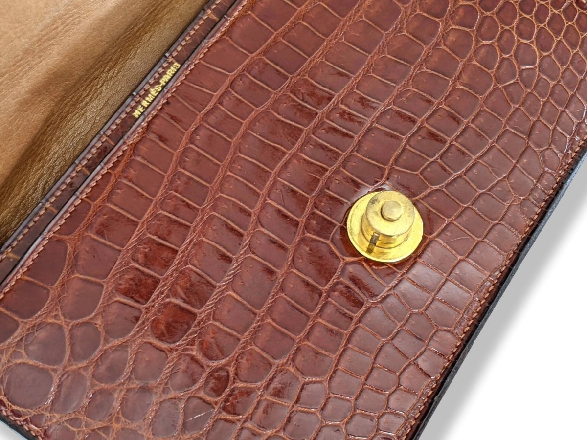 Hermes 1960s Fauve Crocodile Porosus Flap Bag, Lovely Model!