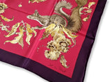 Hermes 1967 Red/Plum ECUREUILS Squirrels by Xavier de Poret Twill 90, Lovely!