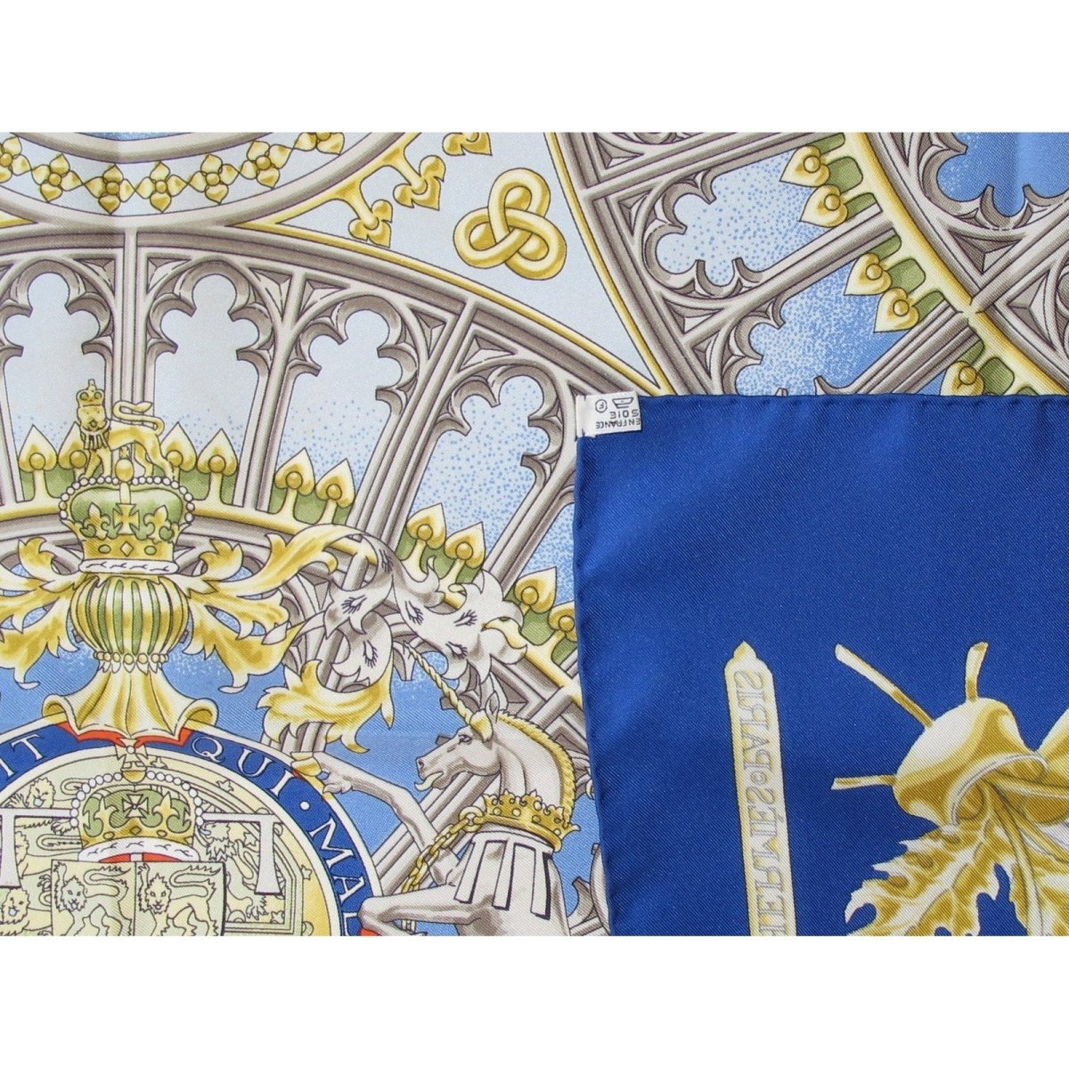 Hermes 1969 Blue Gold Ich Dien Twill 90, Mint in Box! - poupishop
