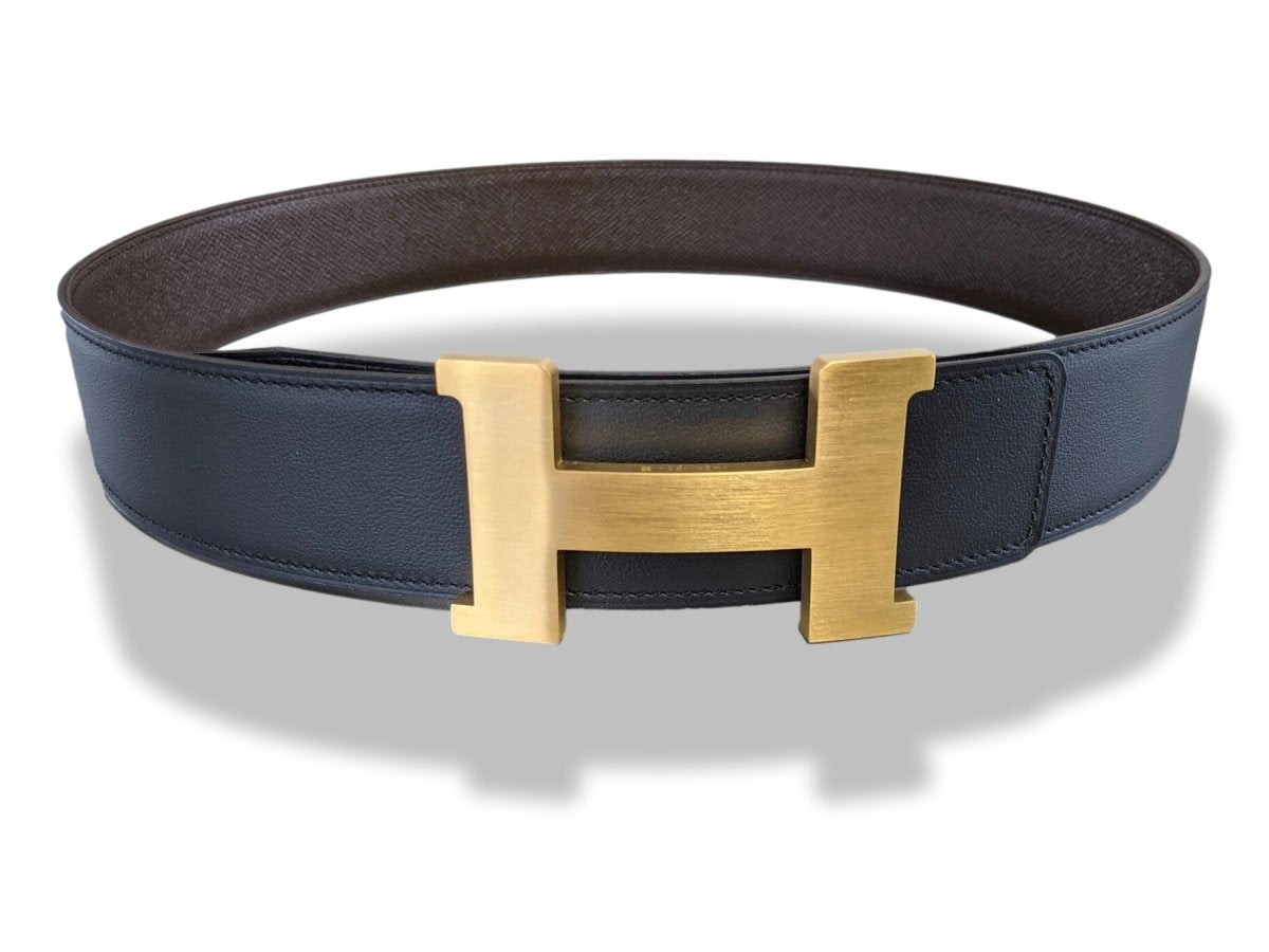 Hermes [197] Noir/Chocolat Veau Chamonix & Epsom Belt Strap 42 MM, BNWTIB! - poupishop