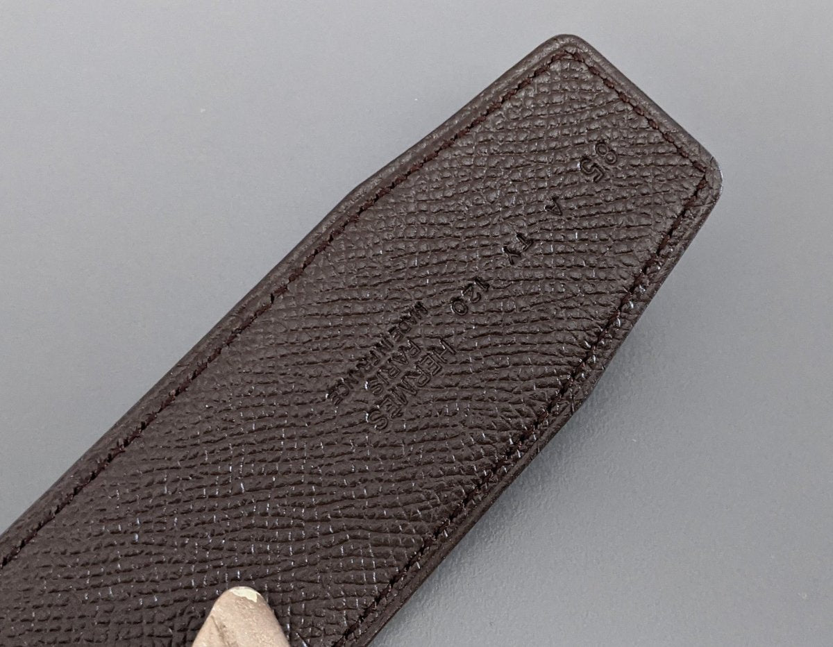 Hermes [197] Noir/Chocolat Veau Chamonix & Epsom Belt Strap 42 MM, BNWTIB! - poupishop