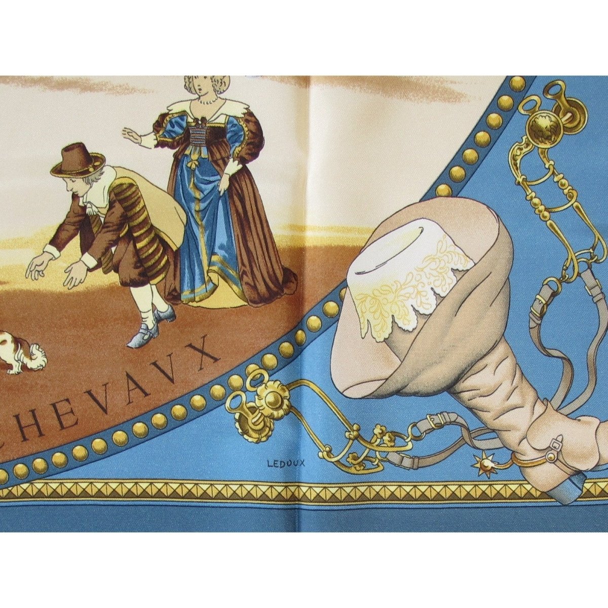 Hermes Presentation de Chevaux by Philippe Ledoux Blanc Matte Overlay Twill 90 Scarf