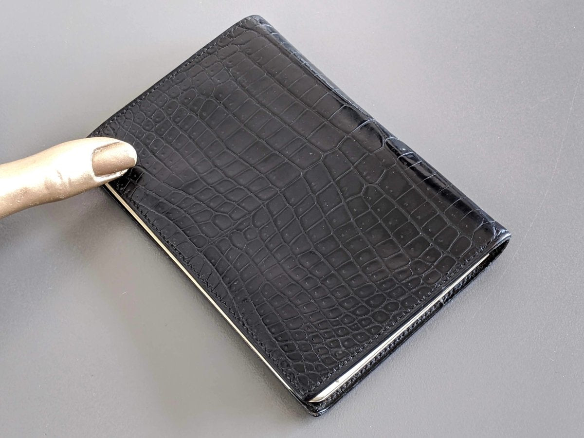 Hermes 1970s Black Vintage Crocodile Agenda Cover, Box! - poupishop