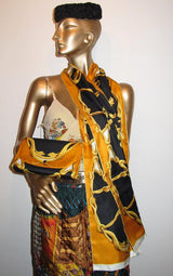 Hermes 70s Print Silk Bag and Matching Etole Henri D'Origny