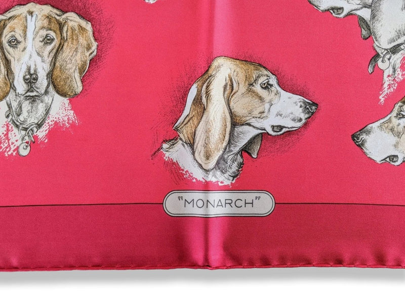 Hermes 1974 Rouge MONARCH Hound Dog, Beagle by Xavier de Poret Twill 90