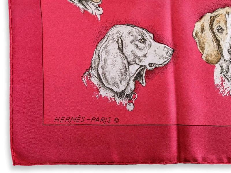 Hermes 1974 Rouge MONARCH Hound Dog, Beagle by Xavier de Poret Twill 90