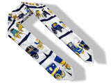 Hermes 1975 Navy/White Carrosserie by Philippe Ledoux Twill Cotton Carre Scarf, Mint!