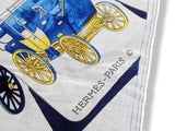 Hermes 1975 Navy/White Carrosserie by Philippe Ledoux Twill Cotton Carre Scarf, Mint!