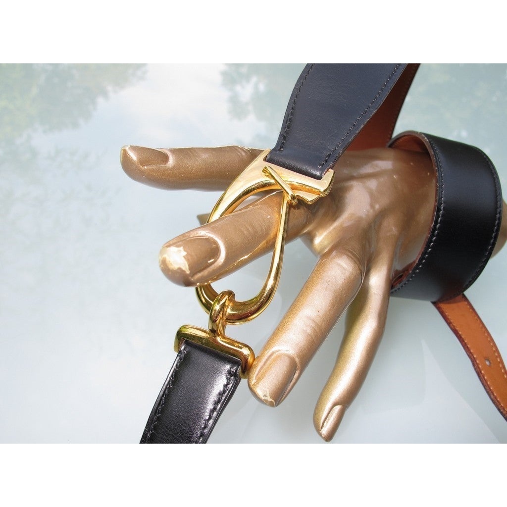 Hermes 1976 Black Equistrian Belt sz80-84