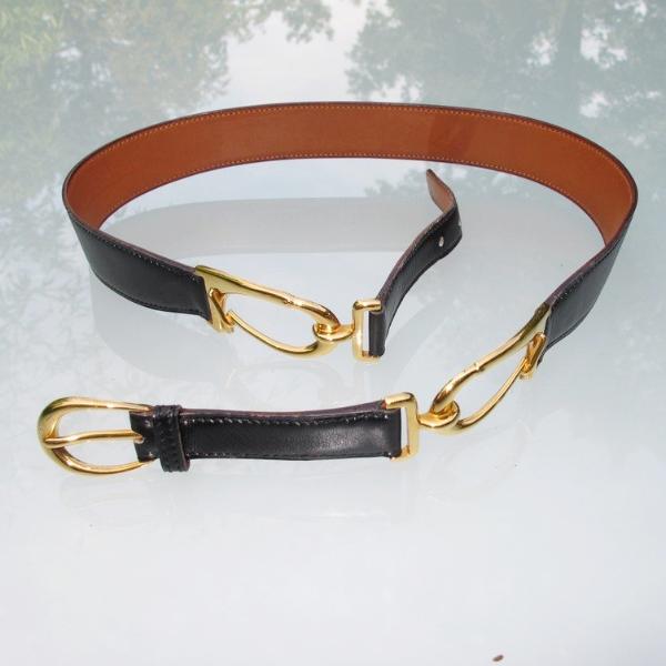 Hermes 1976 Black Equistrian Belt sz80-84