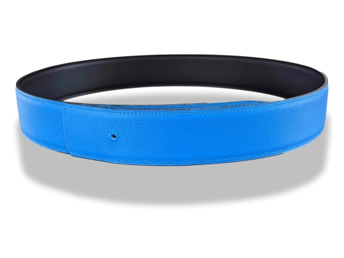 Hermes [198] Noir/Bleu Zanzibar Veau Chamonix & Epsom Belt Strap 42 MM, BNWTIB! - poupishop