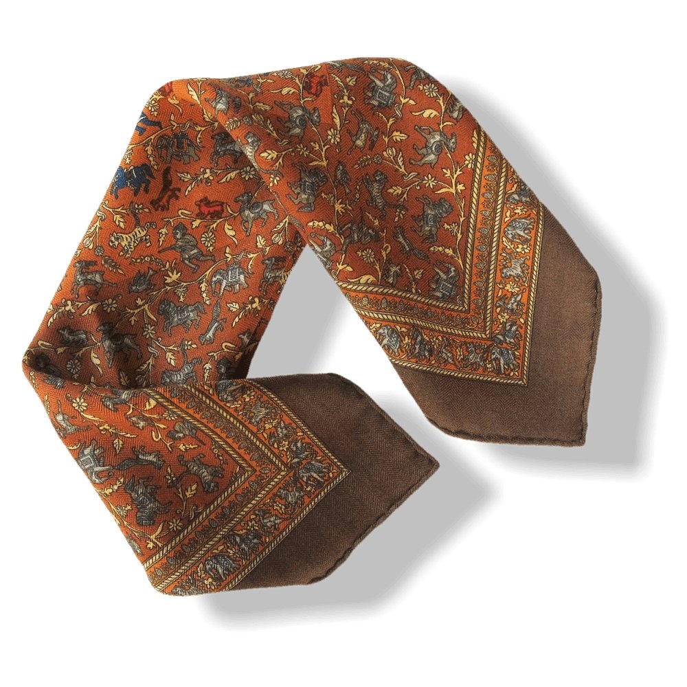 Hermes Chasse en Inde Cashmere Gavroche 42cm
