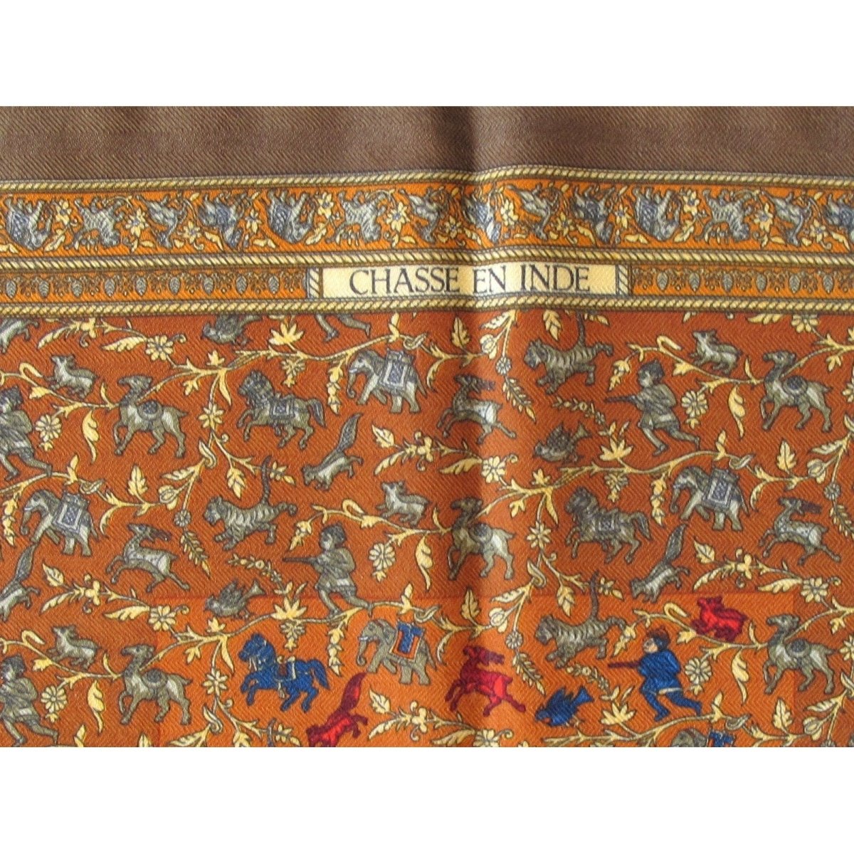 Hermes Chasse en Inde Cashmere Gavroche 42cm