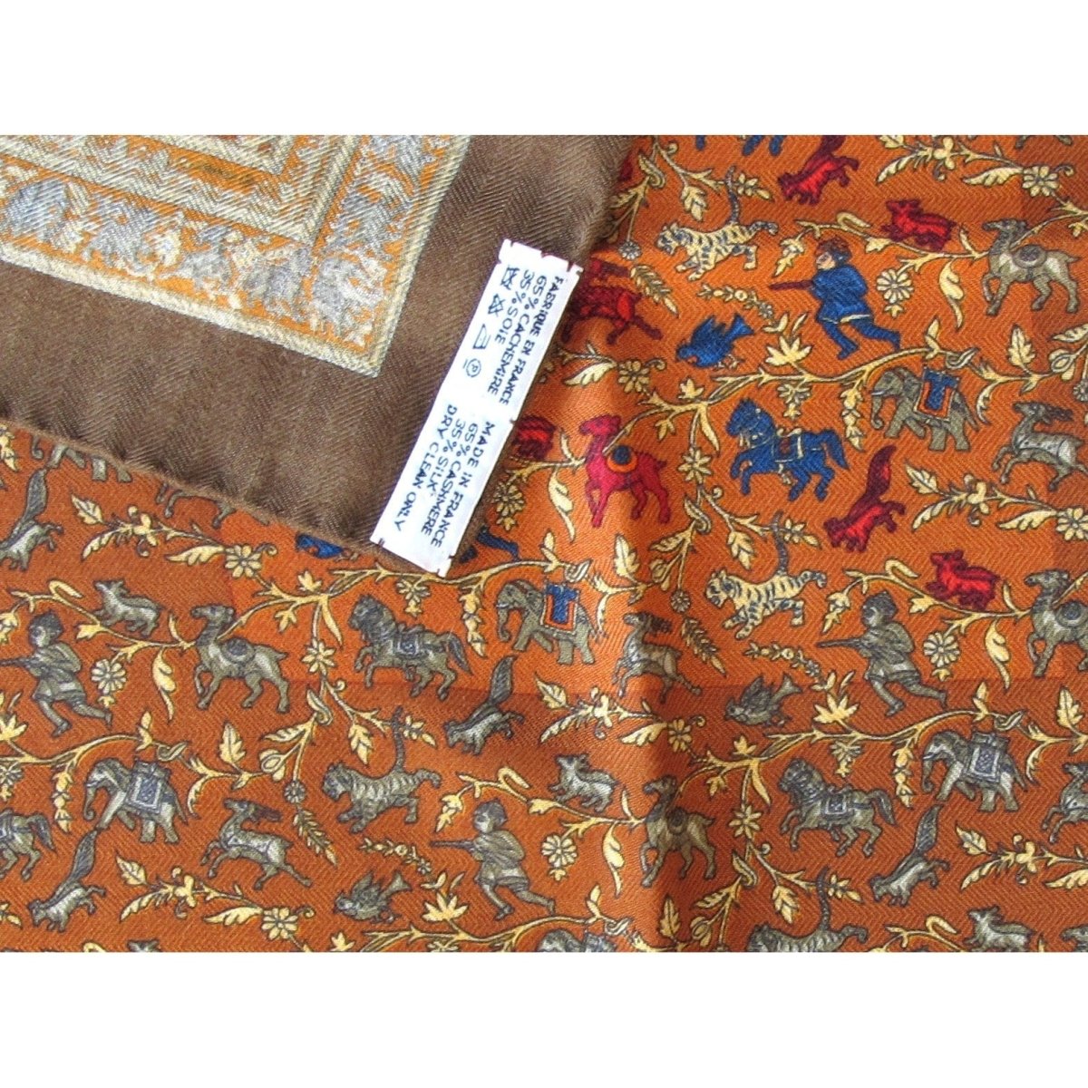 Hermes Chasse en Inde Cashmere Gavroche 42cm