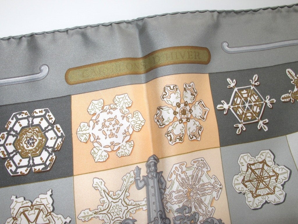 Hermes 1981 Grey/Orange Carillons d'Hiver Twill 90 - poupishop