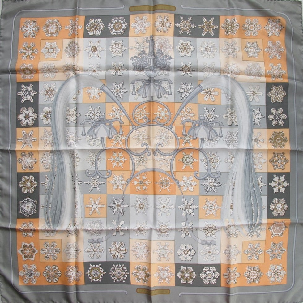 Hermes 1981 Grey Orange Carillons d'Hiver Twill 90