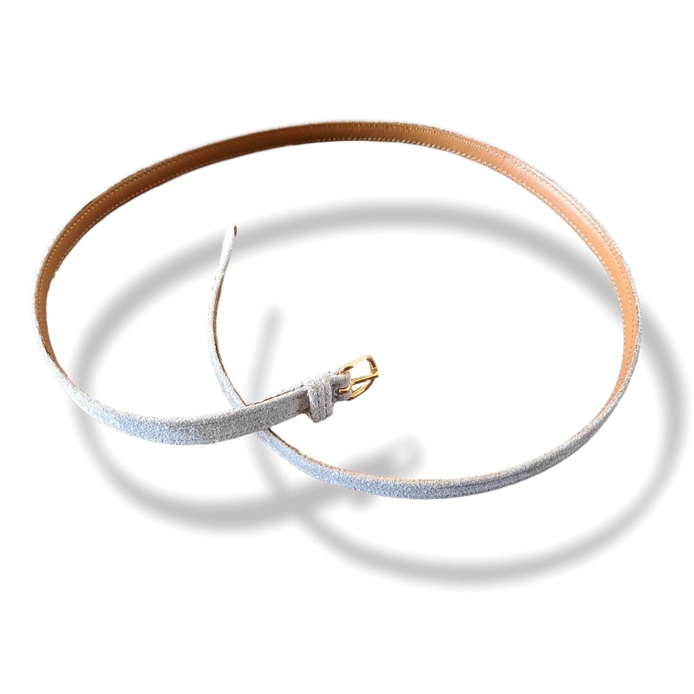 Hermes 1981 Pearl Grey/Gold Suede THIN BELT 15 mm, BNEW!