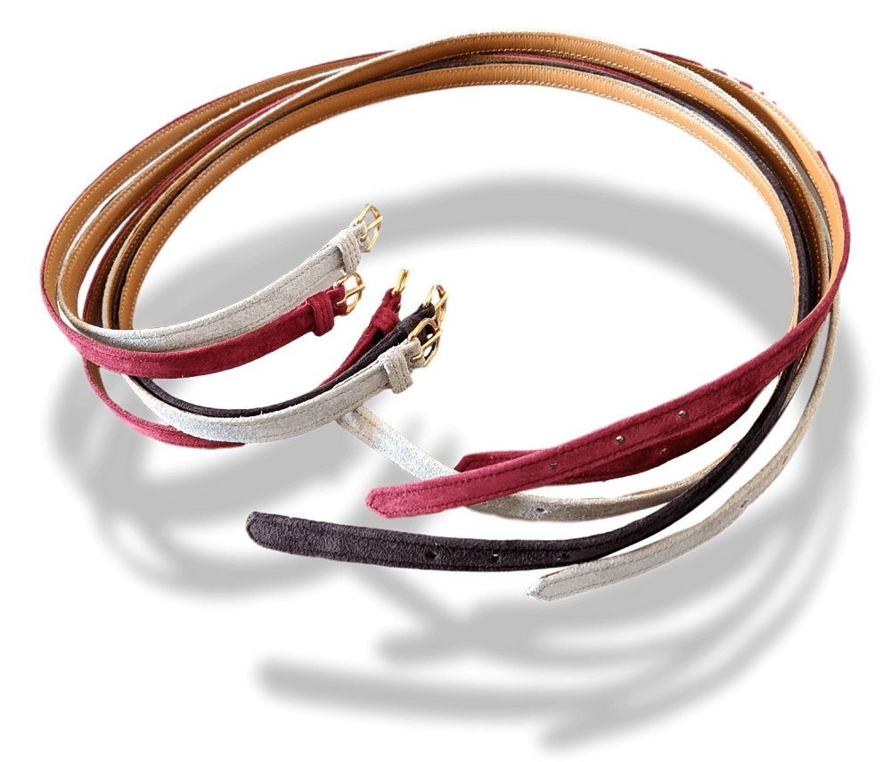 Hermes 1981 Rouge Bordeaux/Gold Suede THIN BELT 15 mm, BNEW!