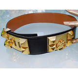 Hermes 1984 Black Box Collier de Chien Complete Belt GM Sz71 - poupishop