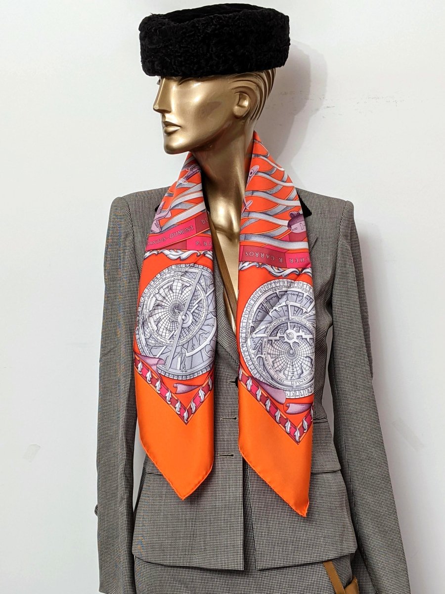 【18000円→15000円】HERMES ヴィンテージスカーフ柄ハット Hermes 1984 Orange/Rose/Gris Special Issue REVES D'ESPACE