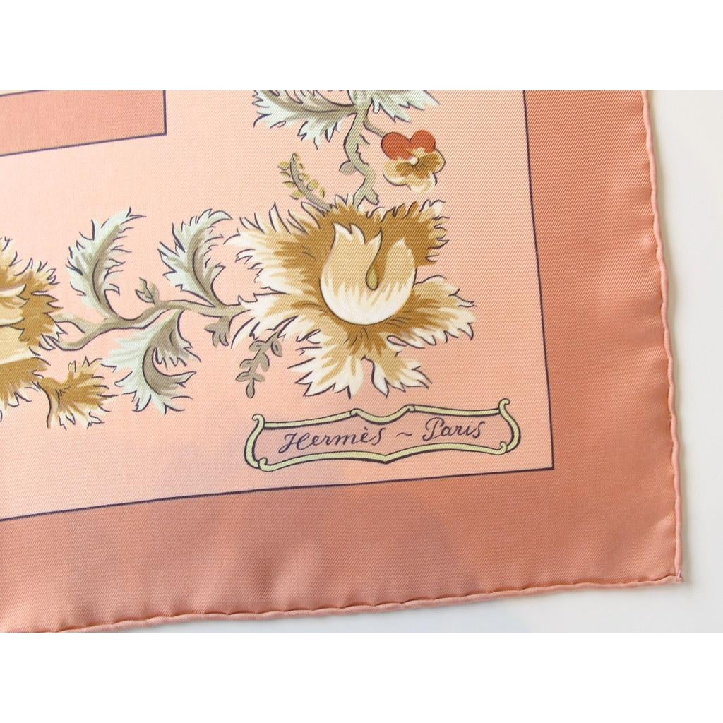 Hermes 1984 Rose Princesse Grace Fondation USA Jardiniers du roy Twill 90 - poupishop