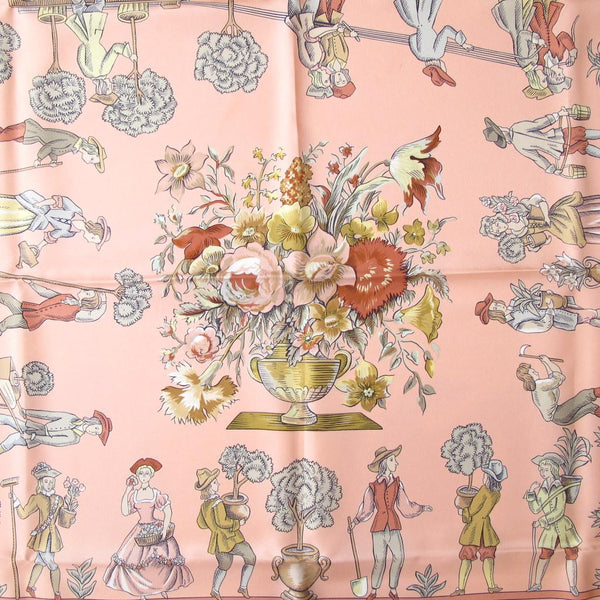 Hermes 1984 Rose Princesse Grace Fondation USA Jardiniers du roy Twill 90 - poupishop