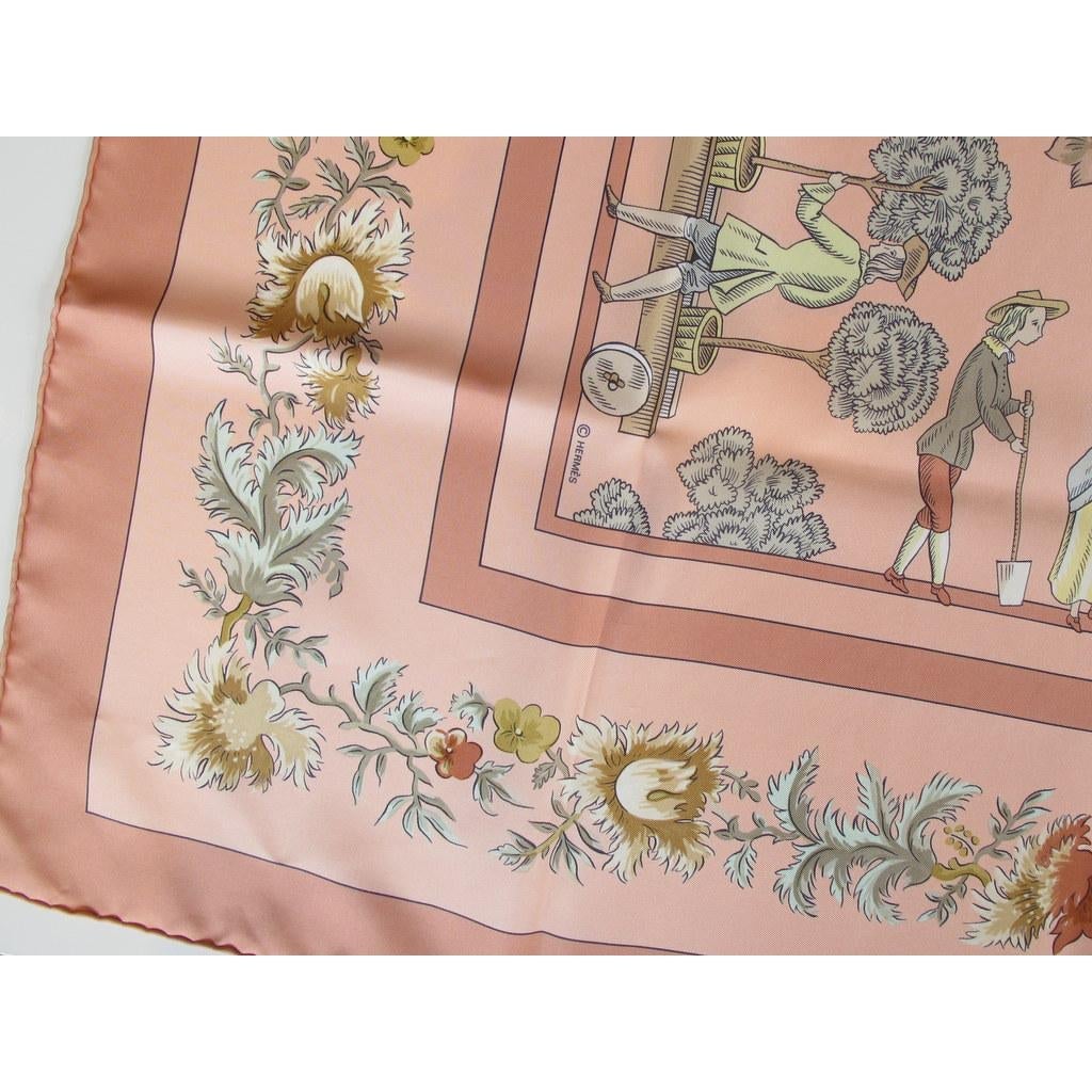 Hermes 1984 Rose Princesse Grace Fondation USA Jardiniers du roy Twill 90 - poupishop