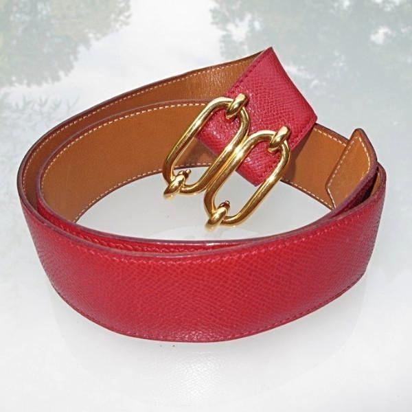 Hermes 86 Cherry Equistrian Belt sz80-82