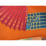 Hermes 1986 Deep Orange Kimonos et Inros by Annie Faivre Twill 90, NIB! - poupishop