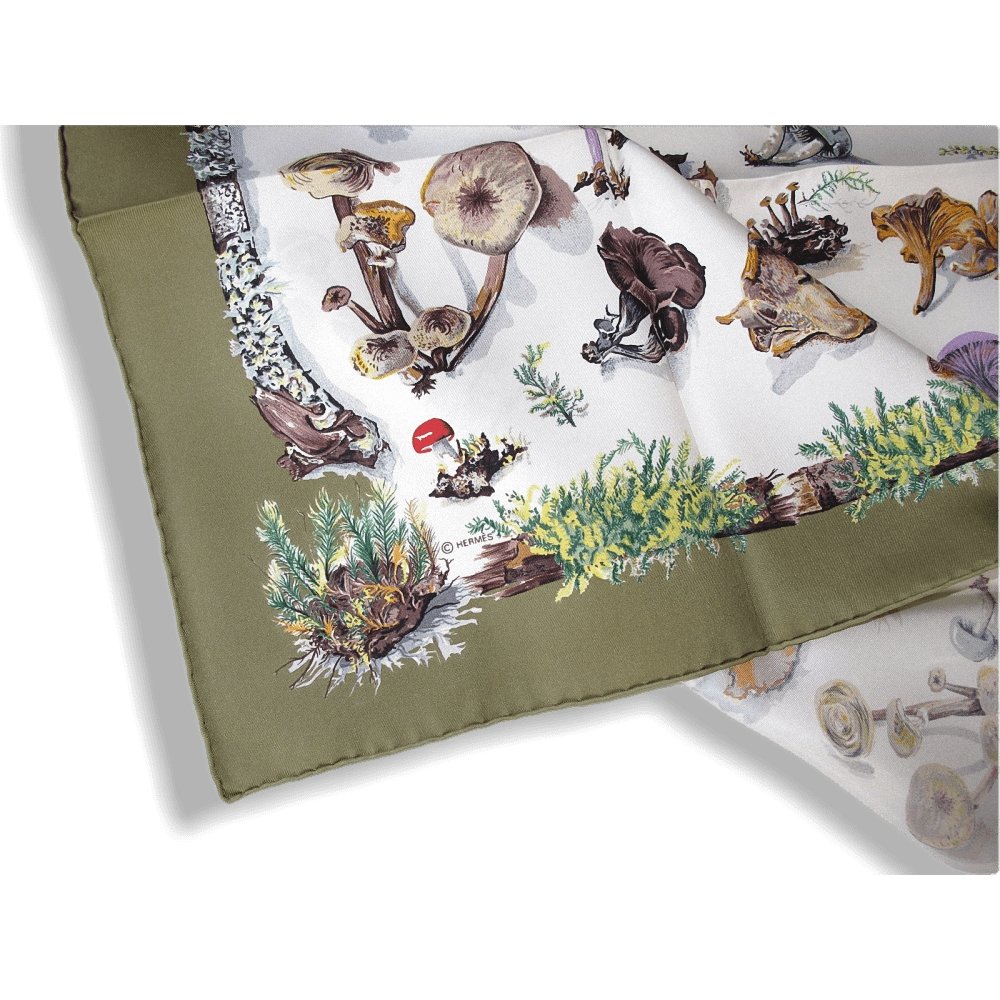  Hermes 1986 Olive White Champignons Twill 90