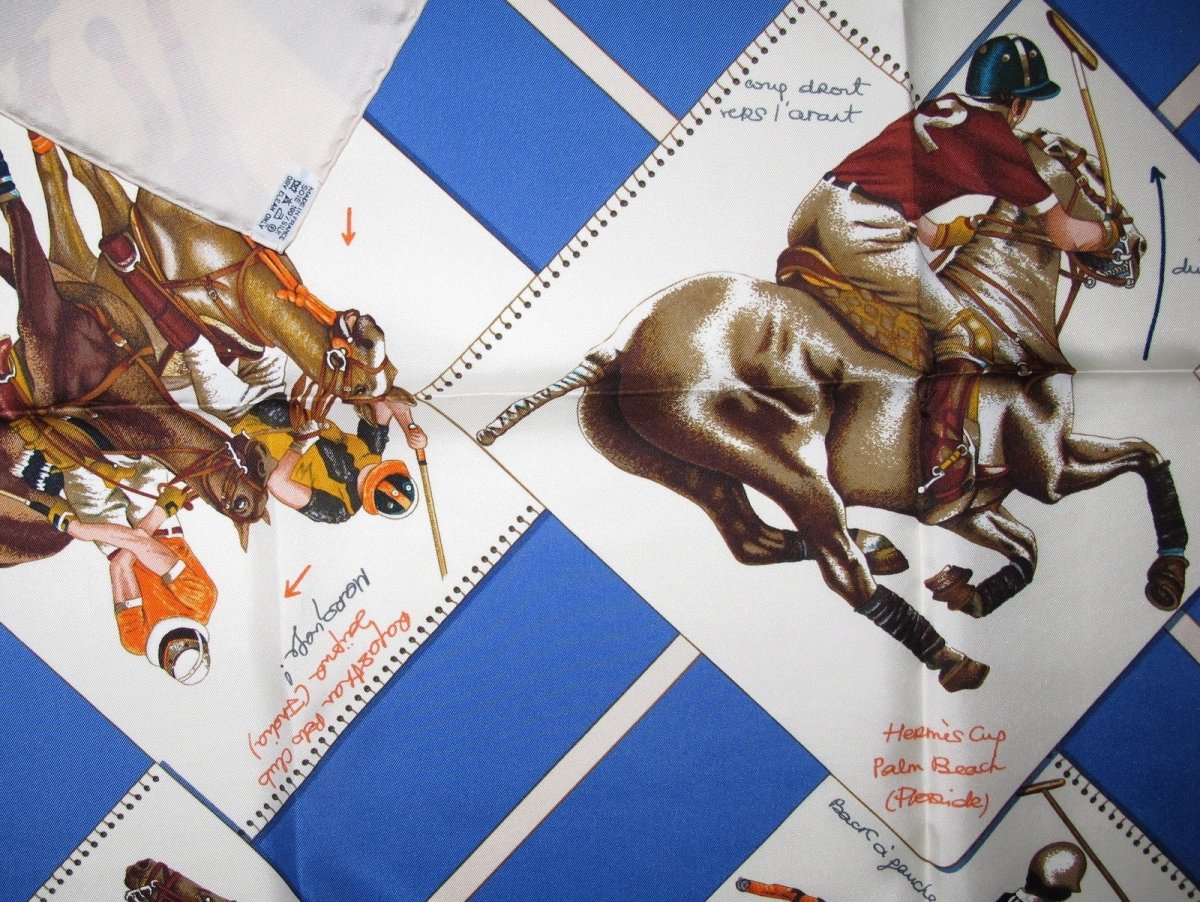 Hermes Le Monde du Polo Cup Palm Beach Blanc Matt Overlay Twill 90