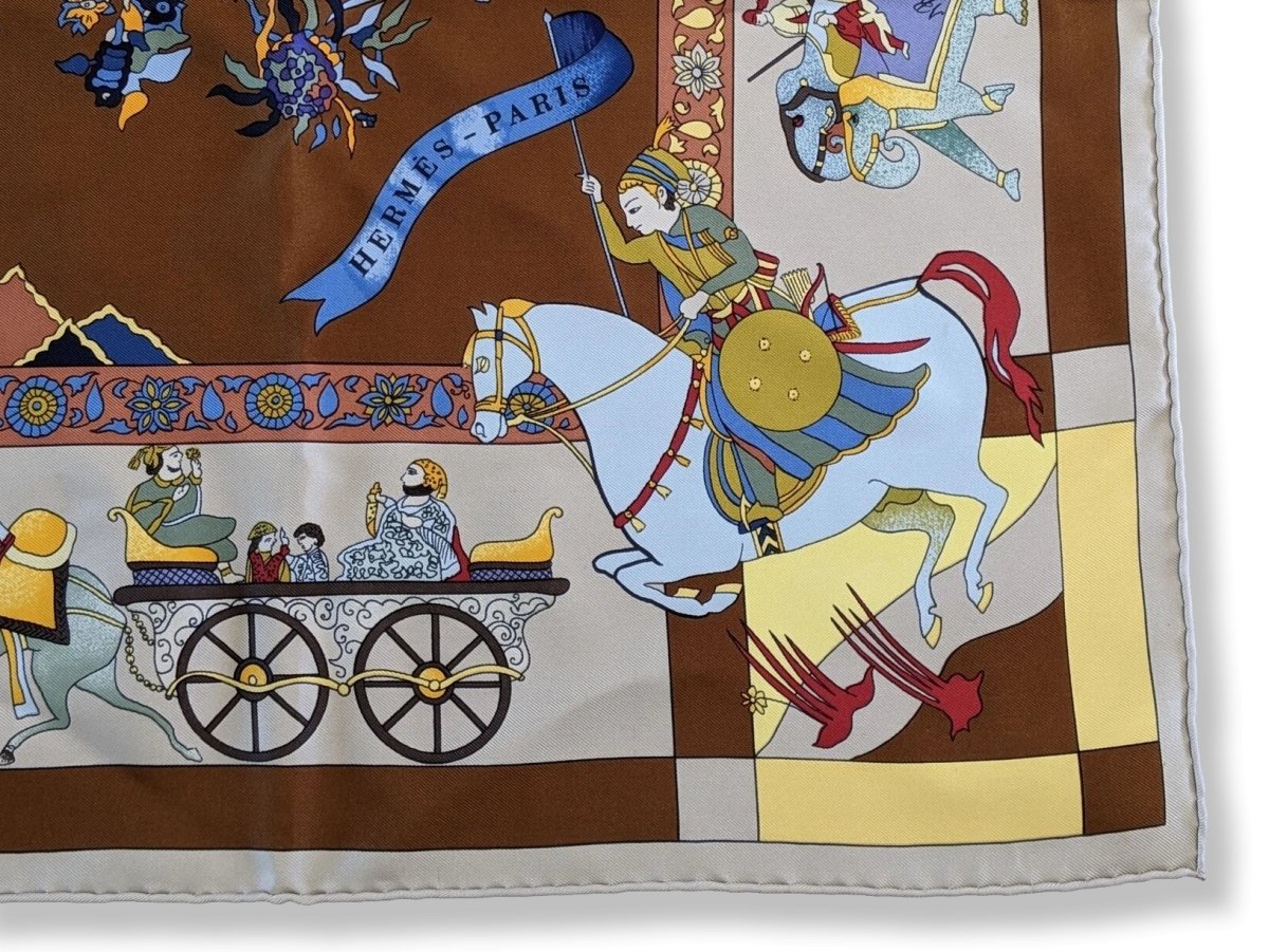 Hermes 1987 Original Issue ASTRONAUT RAKESH SHARM Fantaisies Indiennes by Loic Dubigeon Twill 90, Mint!