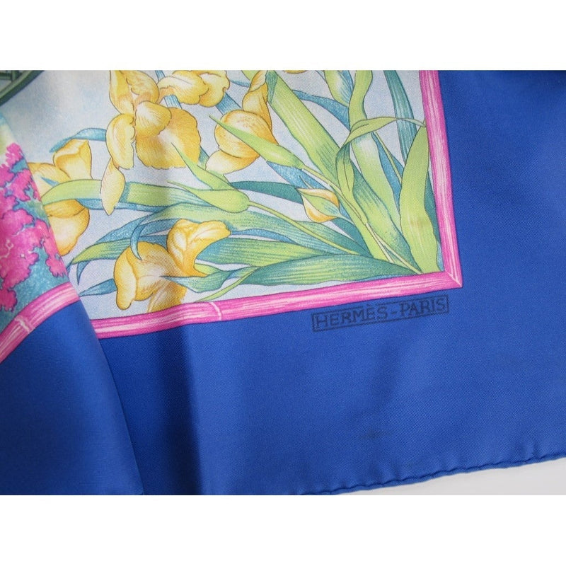 Hermes 1989 Blue The garden of Claude Monet Giverny Twill 90, New with flaws! - poupishop
