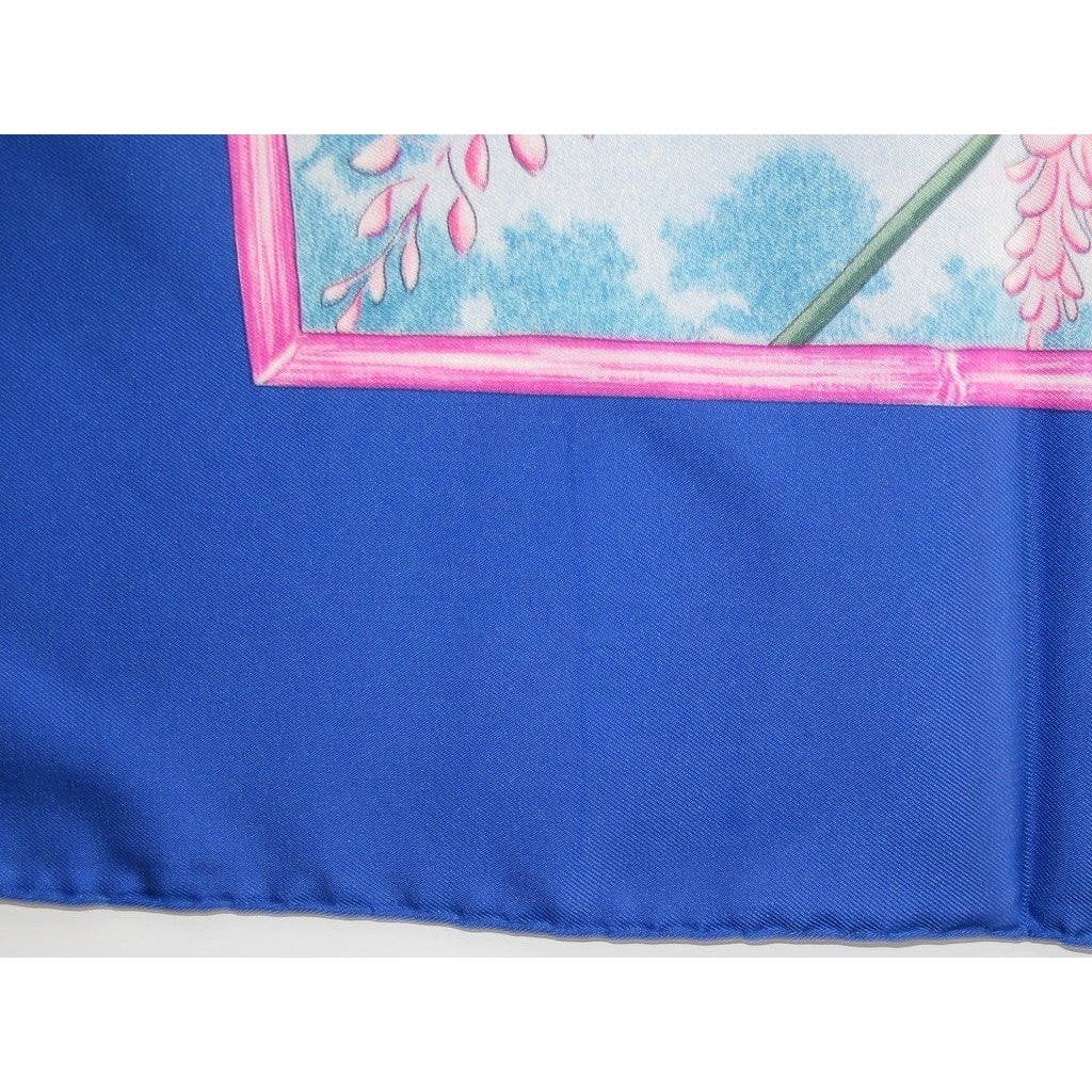 Hermes 1989 Blue The garden of Claude Monet Giverny Twill 90, New with flaws! - poupishop
