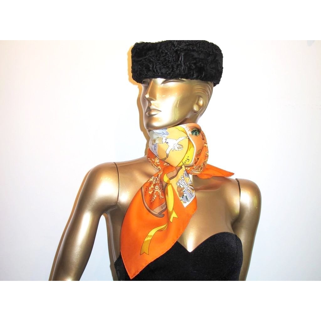 Hermes 1989 Orange Neige D'Antan Twill 90 Rare Box!