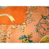 Hermes 1989 Orange Neige D'Antan Blanc Matte Overlay Twill 90, Box! - poupishop