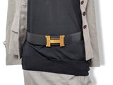 Hermes [199] Noir/Gold Veau Chamonix & Epsom Reversible Belt Strap 42 MM, BNWTIB! - poupishop