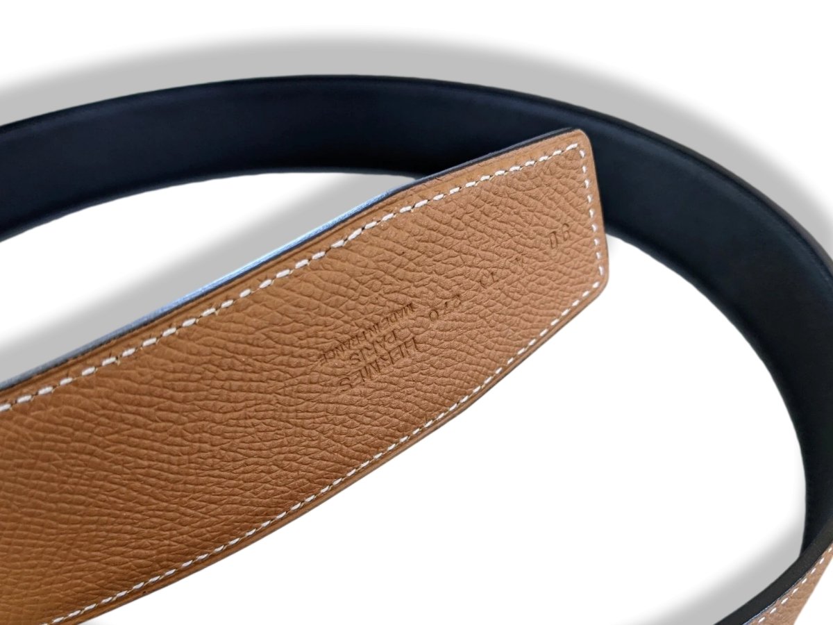 Hermes [199] Noir/Gold Veau Chamonix & Epsom Reversible Belt 