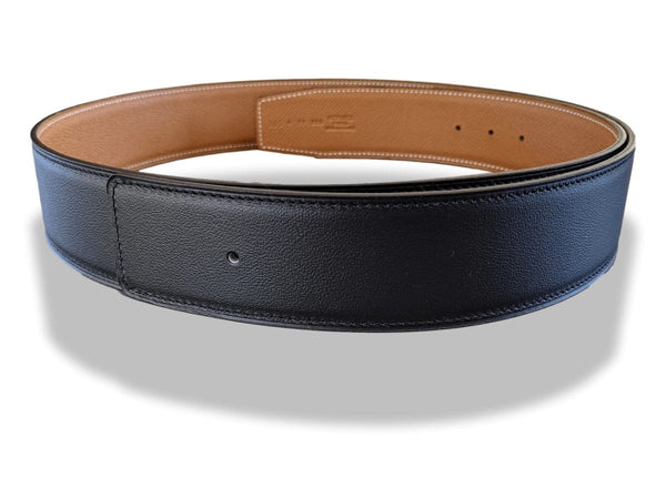 Hermes [199] Noir/Gold Veau Chamonix & Epsom Reversible Belt Strap 42 MM, BNWTIB! - poupishop