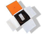 Hermes [199] Noir/Gold Veau Chamonix & Epsom Reversible Belt Strap 42 MM, BNWTIB! - poupishop