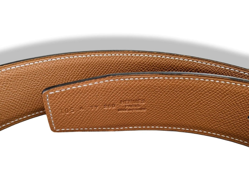 Hermes [199] Noir/Gold Veau Chamonix & Epsom Reversible Belt Strap 42 MM, BNWTIB! - poupishop