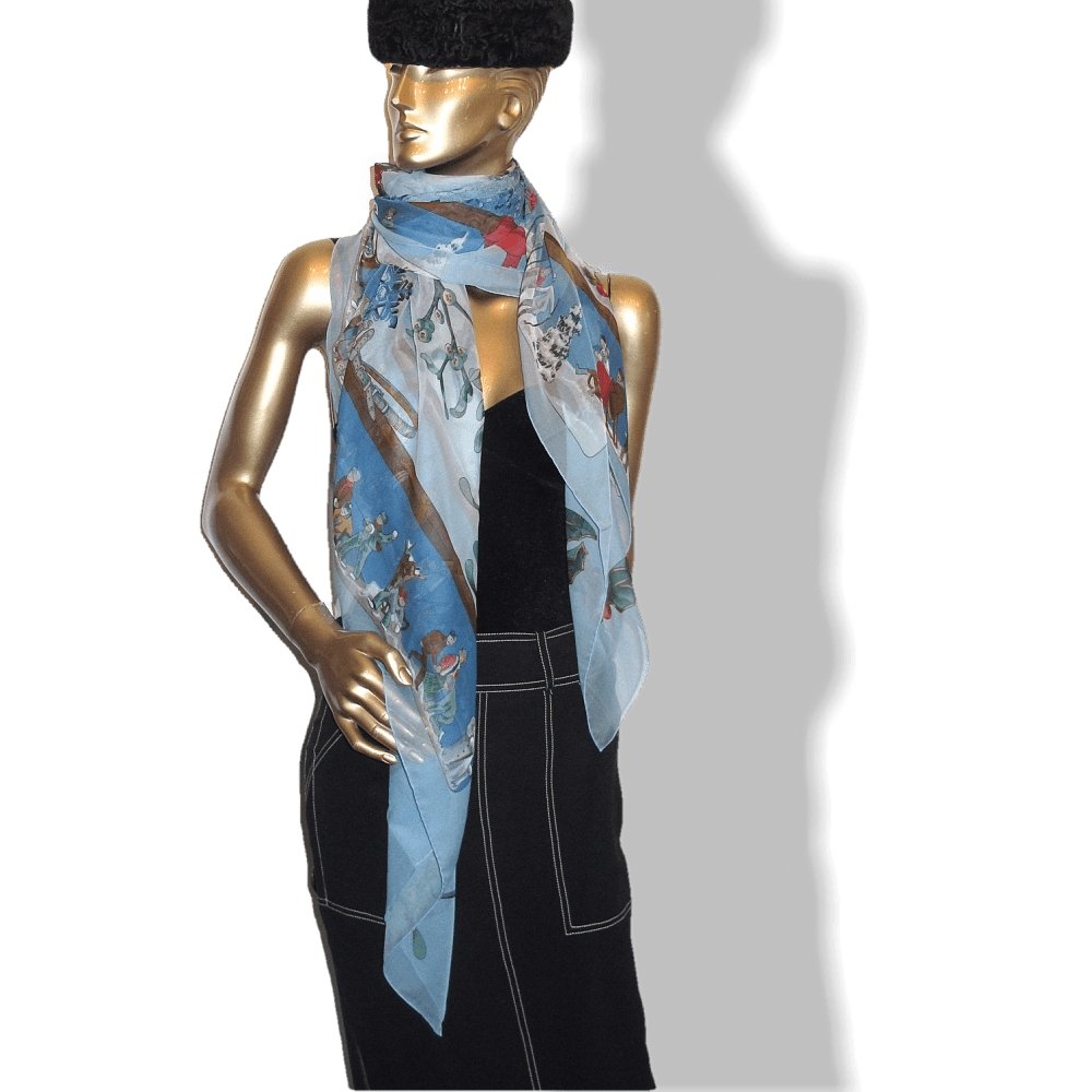 Hermes Neige d'Antan by Caty Latham Mousseline Chiffon Shawl 140