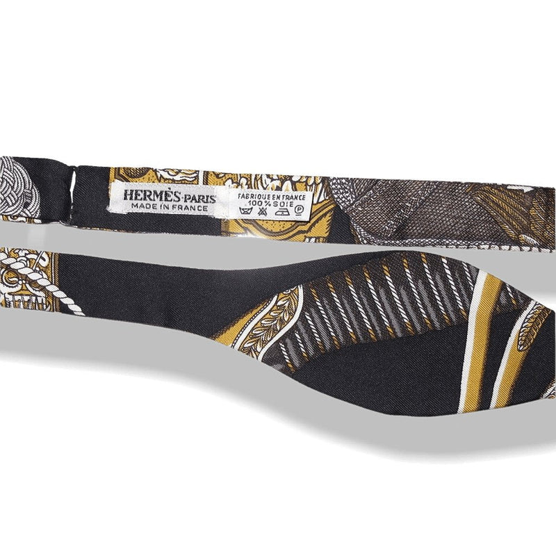 Hermes Grand Uniforme Tuxedo Set of Printed Silk Adjustable Large Belt & Bow Tie