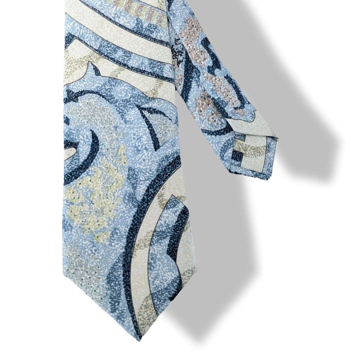 Hermes 1990s Blue/Bleu ALFRED DE DREUX, PEINTRE DU CHEVAL Printed Silk Tie 9 cm, Mint!