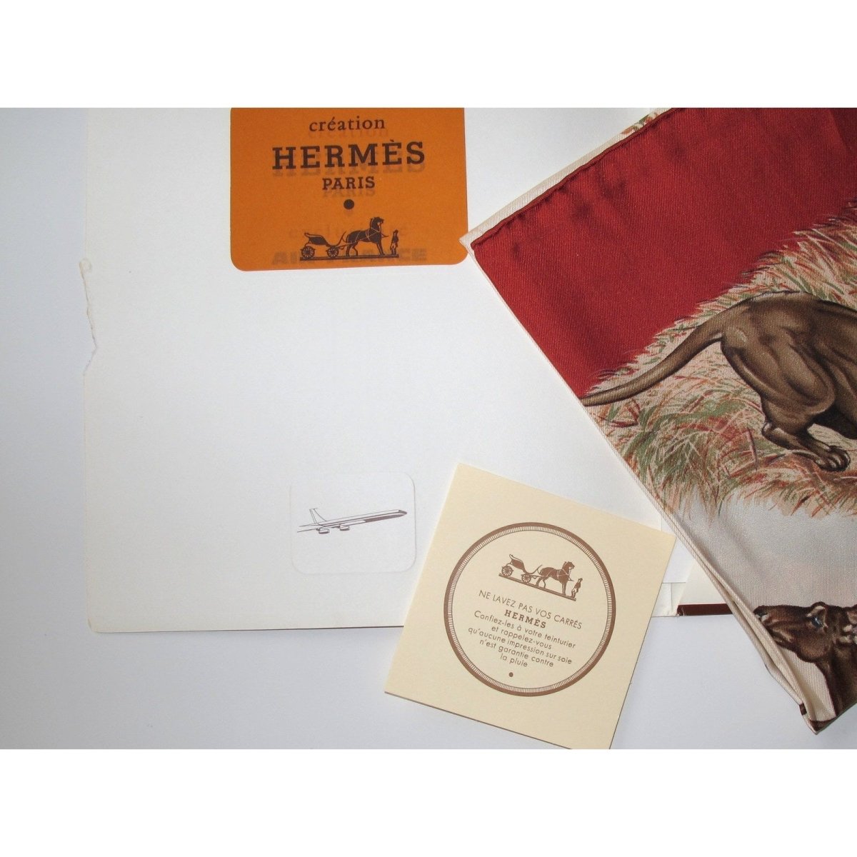 Hermes 1990s Brick Red/Champagne Kenya by Robert Dallet Twill 90, NIB! - poupishop