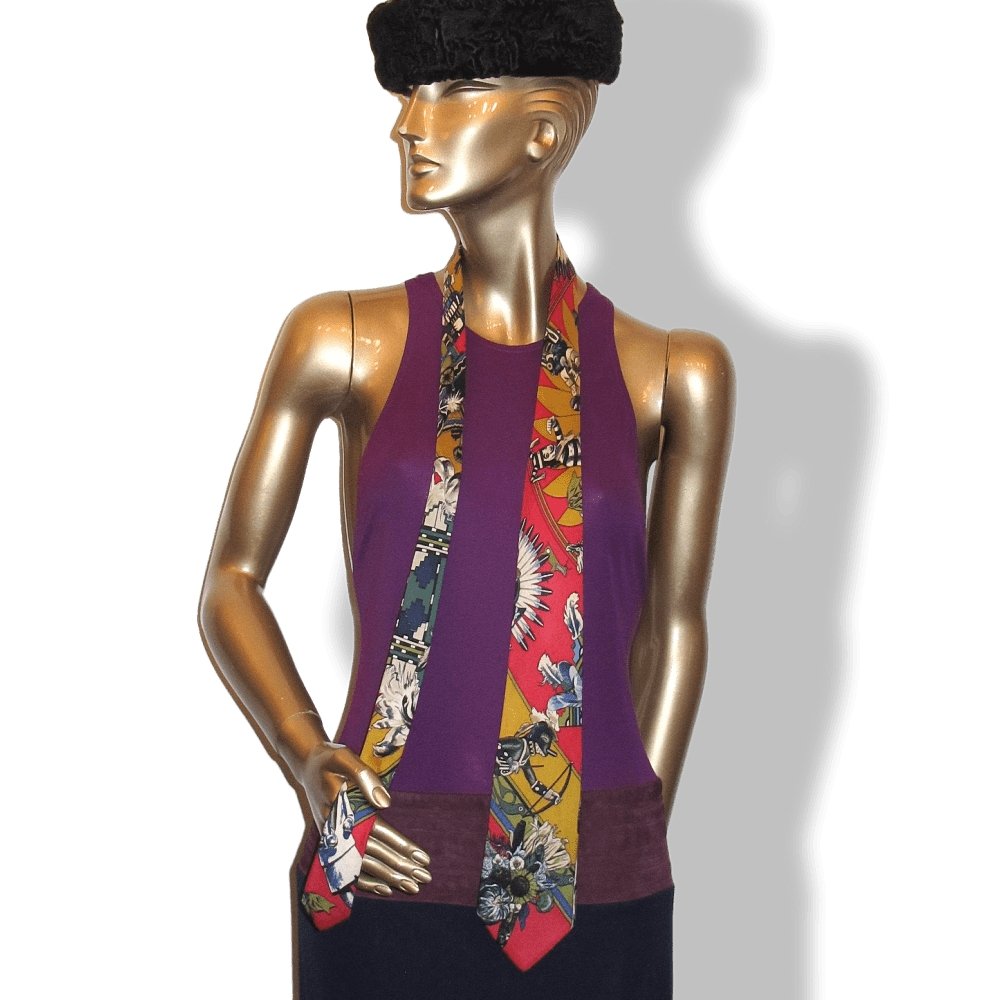 Hermes Kachinas by Kermit Oliver Twill Silk Tie